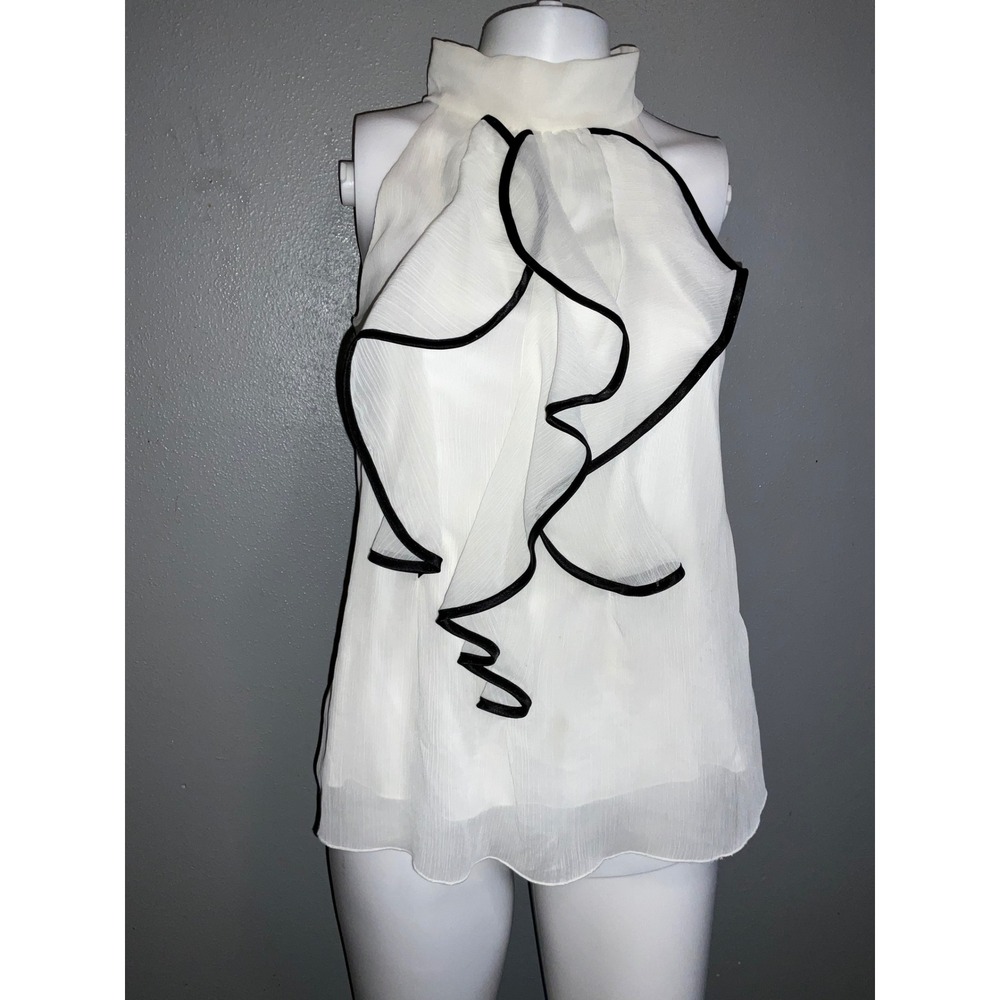White Y2K Sheer Halter Ruffle Fairy Goth Romantic Coquette Blouse Femme Size S